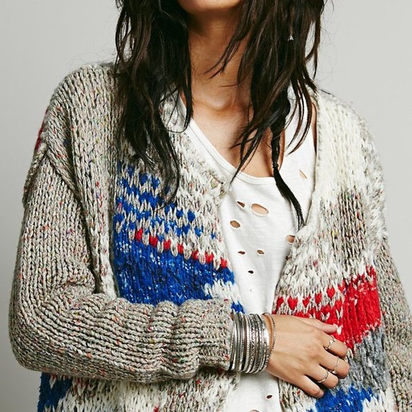 FREE PEOPLE Fireworks Alpaca Knit Wool Silk Cardigan Heavyweight Coat EUC sz S - Picture 4 of 16